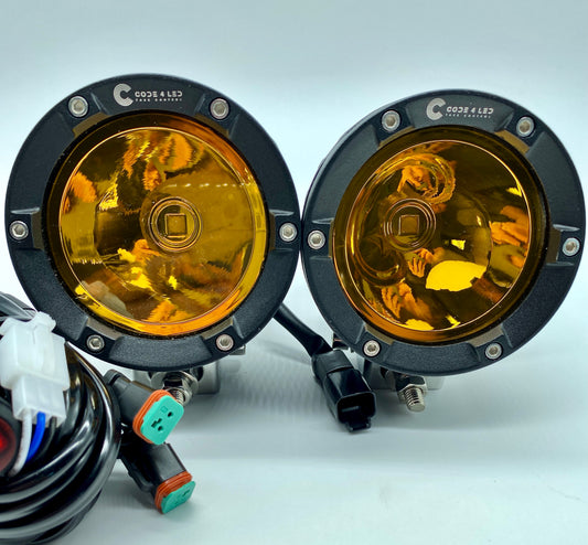 Code 4 LED 4″ 60 Watt round Amber Spot Light, sold in pairs