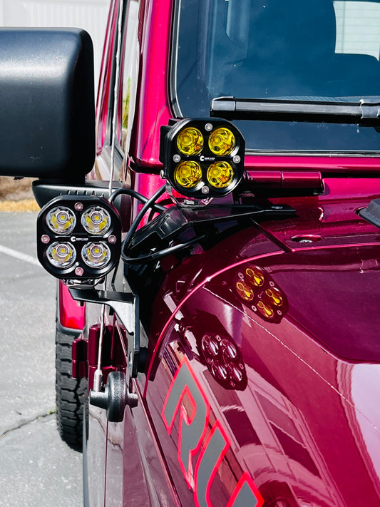 Code 4 LED 2PC side pillar double pod mounting brackets for Jeep Wrangler JL/JT Gladiator, sold in pairs