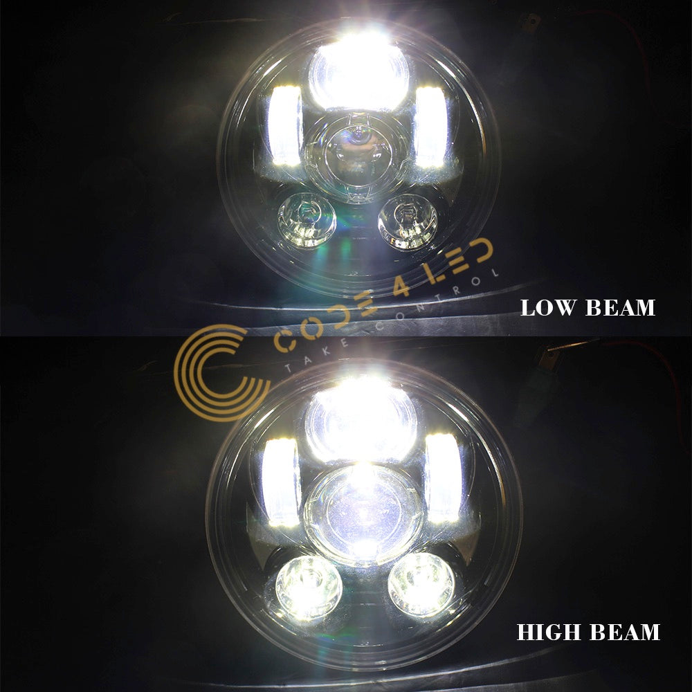 Code 4 LED 5.75″ 45 Watt Motorcycle Projector LED Headlight For Harley Sportster, Street Bob Fxdb, Iron 883, Dyna/Black