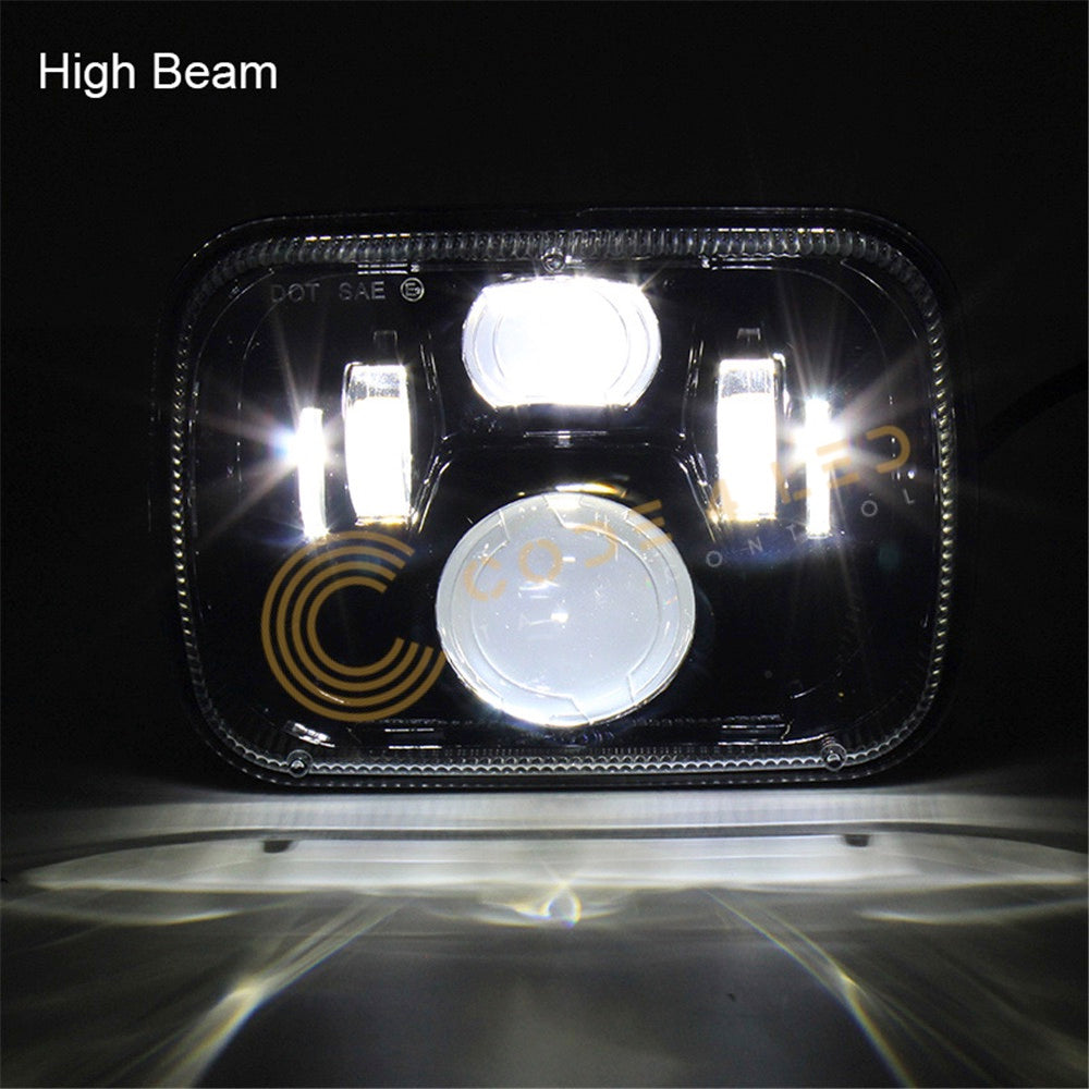 Code 4 LED 5X7 Projector Headlight With White/Amber Halo sold in pairs