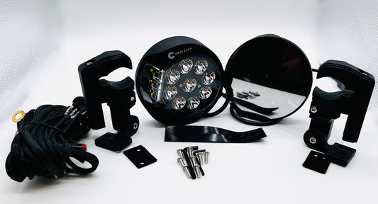 Code 4 LED Round UTV 60 Watt Mirrors with Side Shooters and Claw Mounts, Sold in Pairs