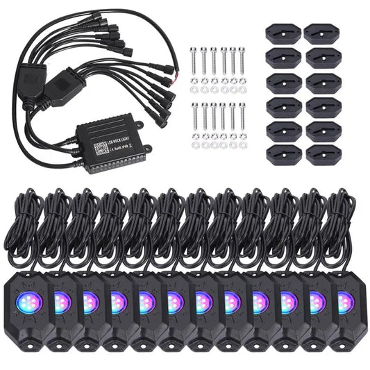 Code 4 LED 12 Count RGB/W Rock Light Kit with Bluetooth Control