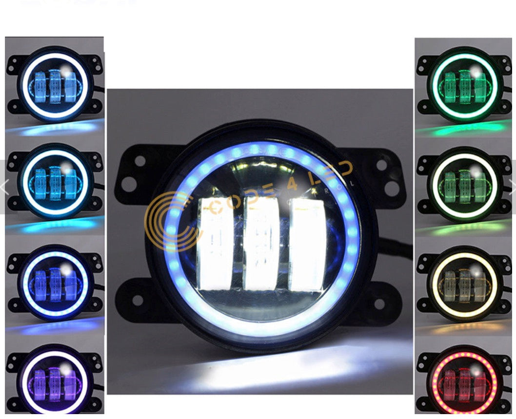 Code 4 LED Jeep Wrangler JK OEM 4″ RGB Fog Light/Set With Bluetooth Controller
