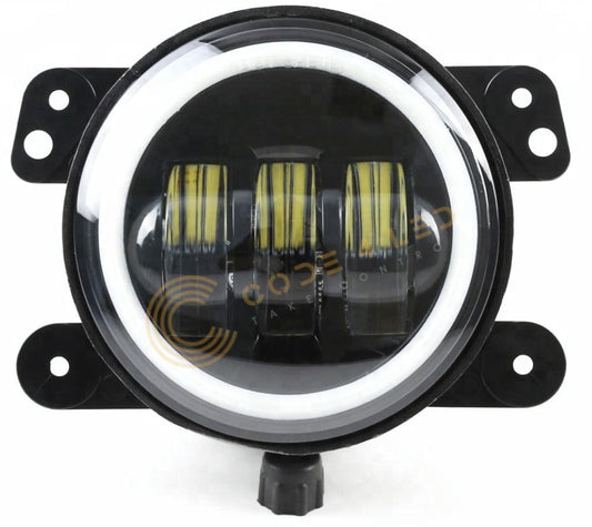 Code 4 LED Jeep Wrangler Jk OEM Fog Light Replacement With White Drl Halo/Pair