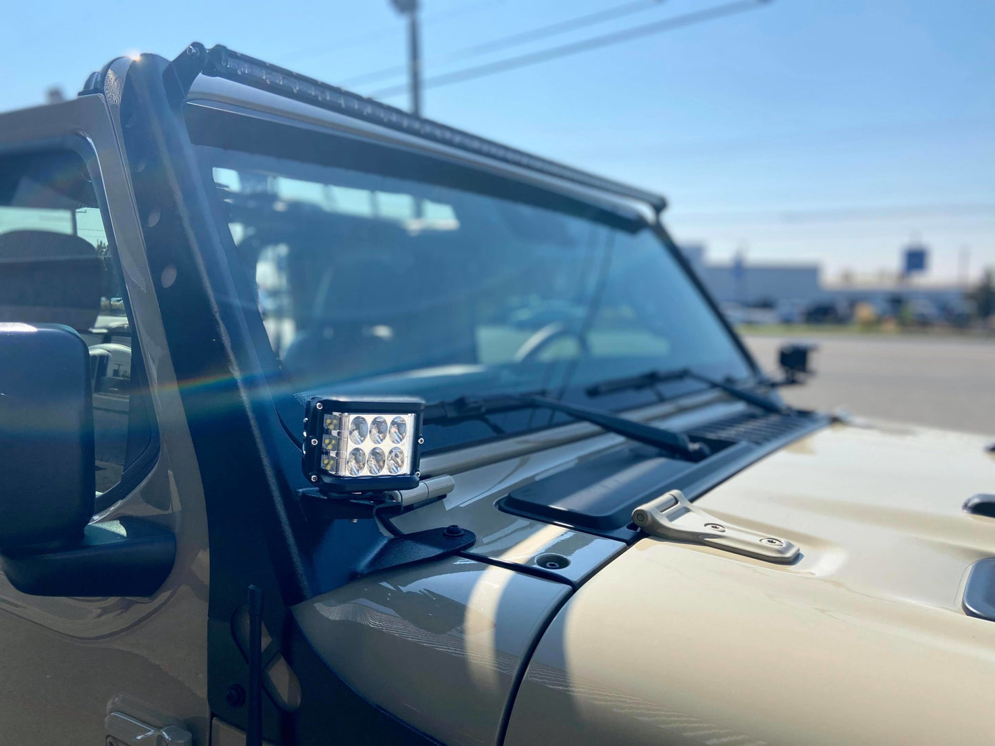 Code 4 LED Jeep Wrangler JL/JT above windshield light bar and pod light mounts, sold in pairs
