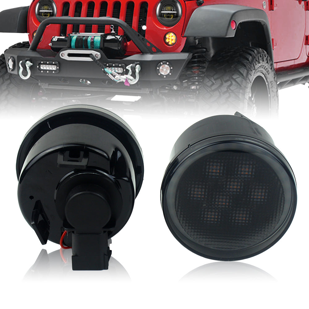 Code 4 LED Jeep Wrangler JK Smoke Turn Signal For Front Grill, sold in pairs